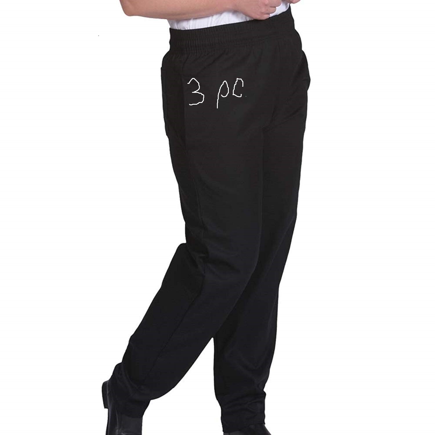 3 pc (3 pair) New Black baggy chef pants