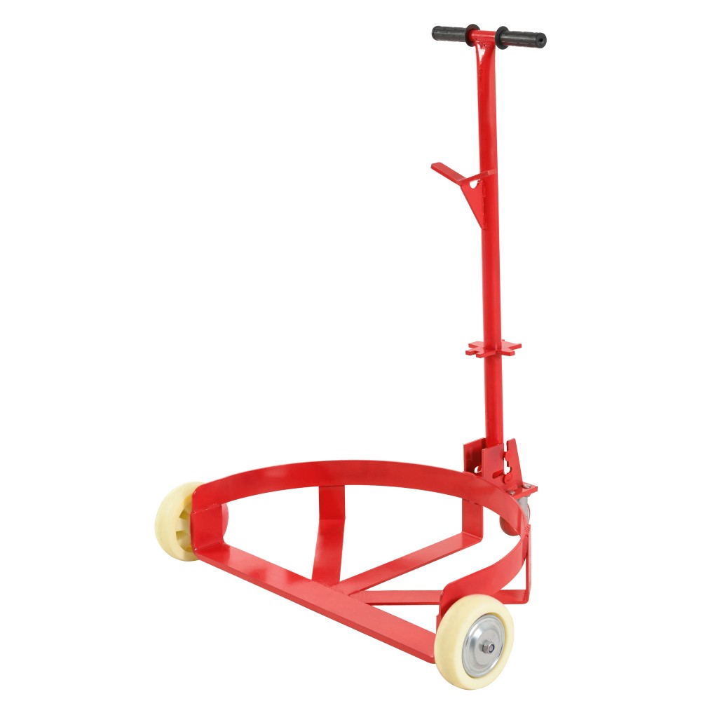 55 Gallon Red Drum Dolly 1200LBS Steel Caddy 2 Fixed+1 Swivel PU Wheels