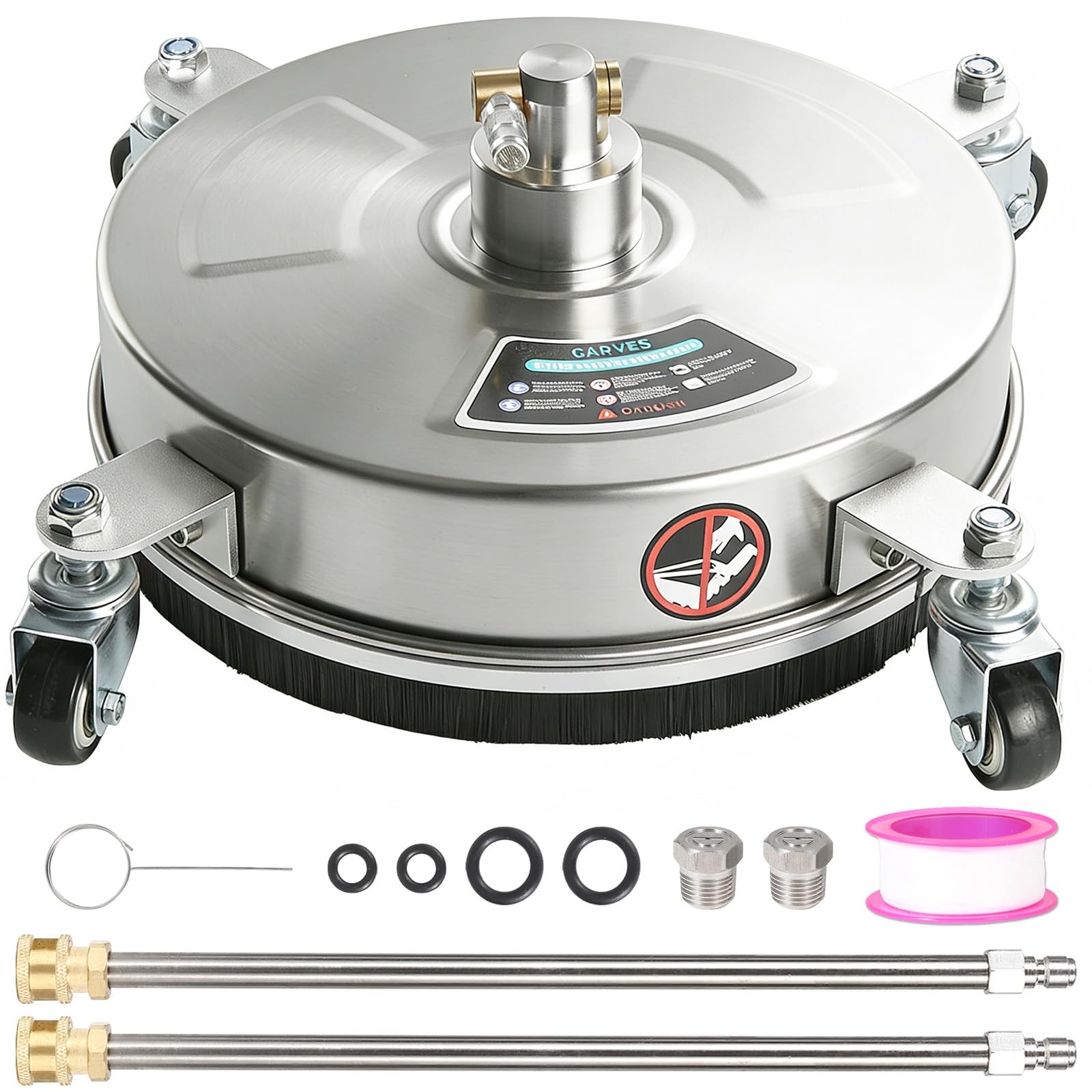 14″ Stainless Steel Pressure Washer Surface Cleaner 4 Wheels Driveway 4000PSI