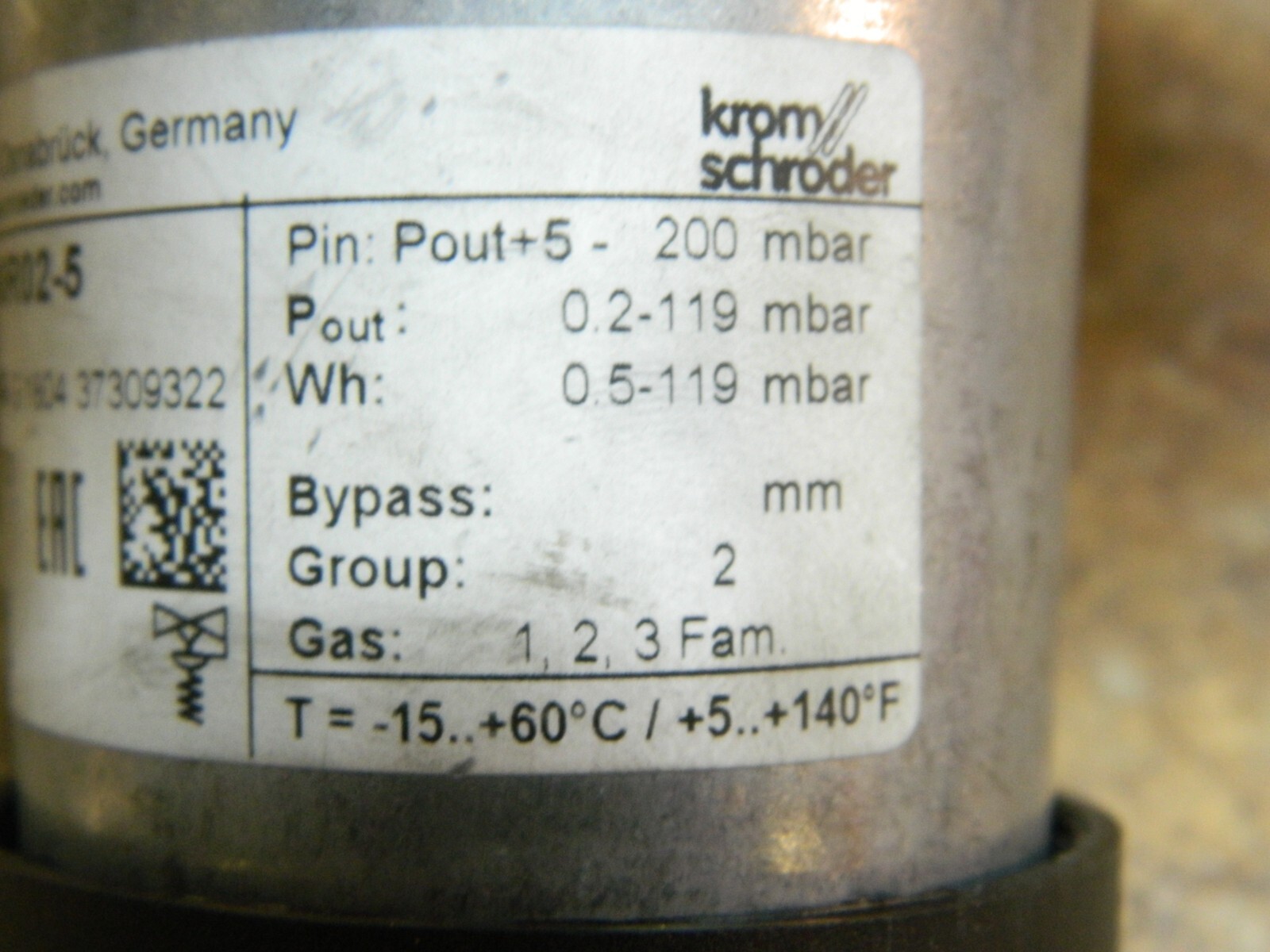KROMSCHRODER GIK 40R02-5 Gas / Air Ratio Control *Missing Plastic Cap*