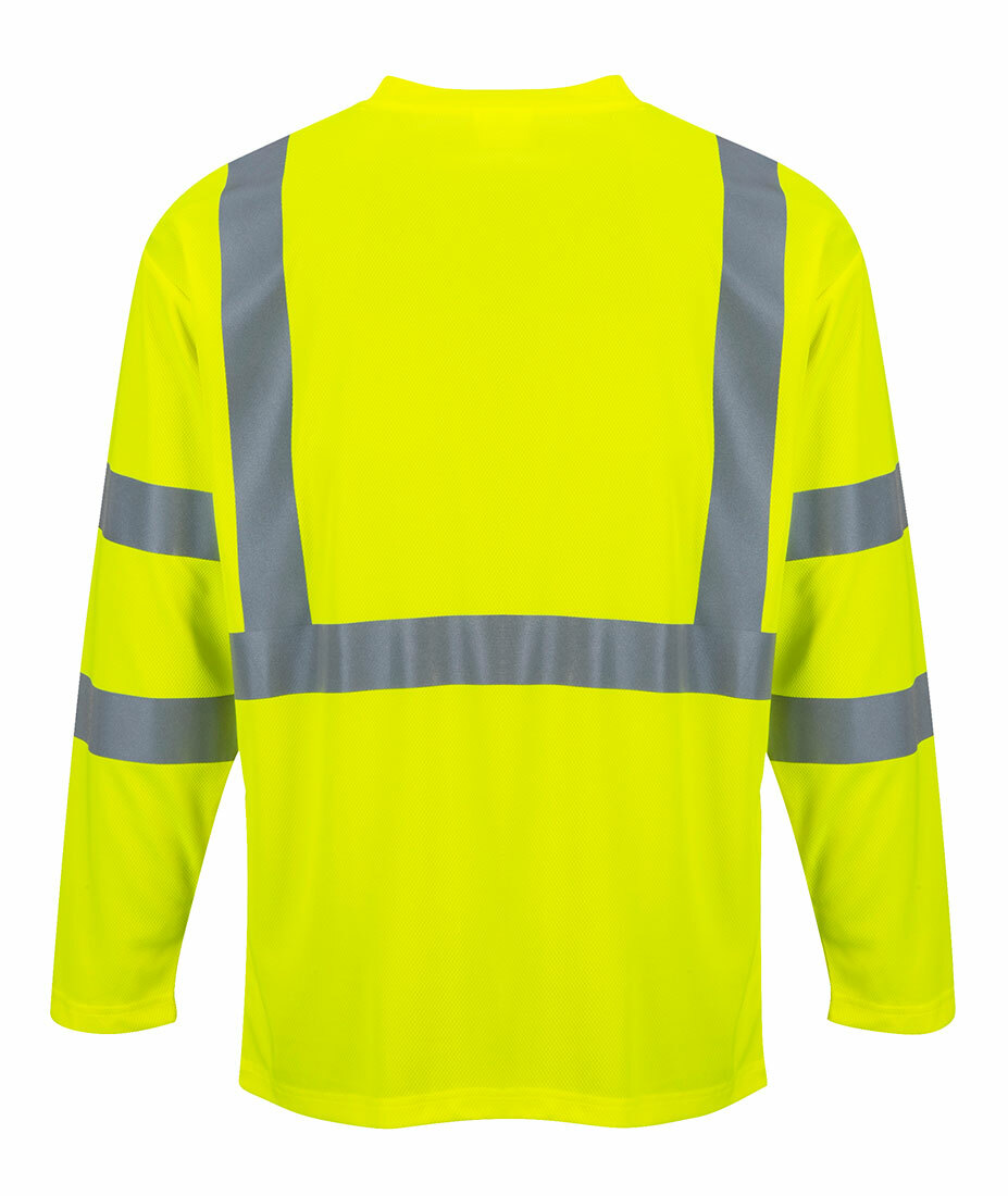 Portwest S191 Hi-Vis Reflective Safety Long Sleeve Crew Neck Pocket T-Shirt ANSI