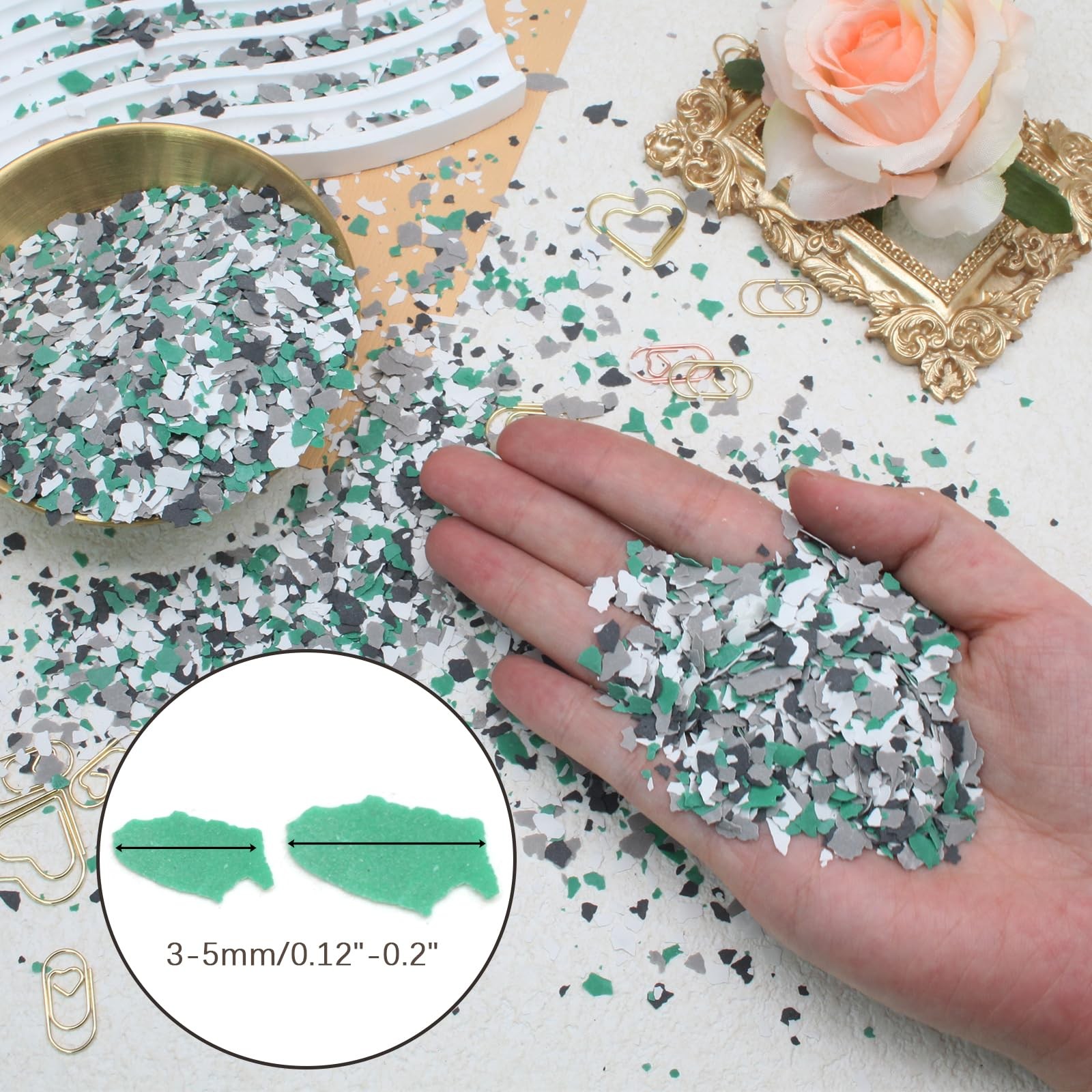 Litoexpe 350 G/ 0.77 lb Blend Decorative 3-5 mm, Green+White+Black++Grey