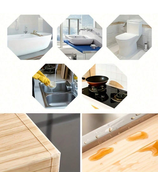 5m Self-Adhesive Waterproof Caulk Strip for Sink, Tub & Kitchen Countertop
