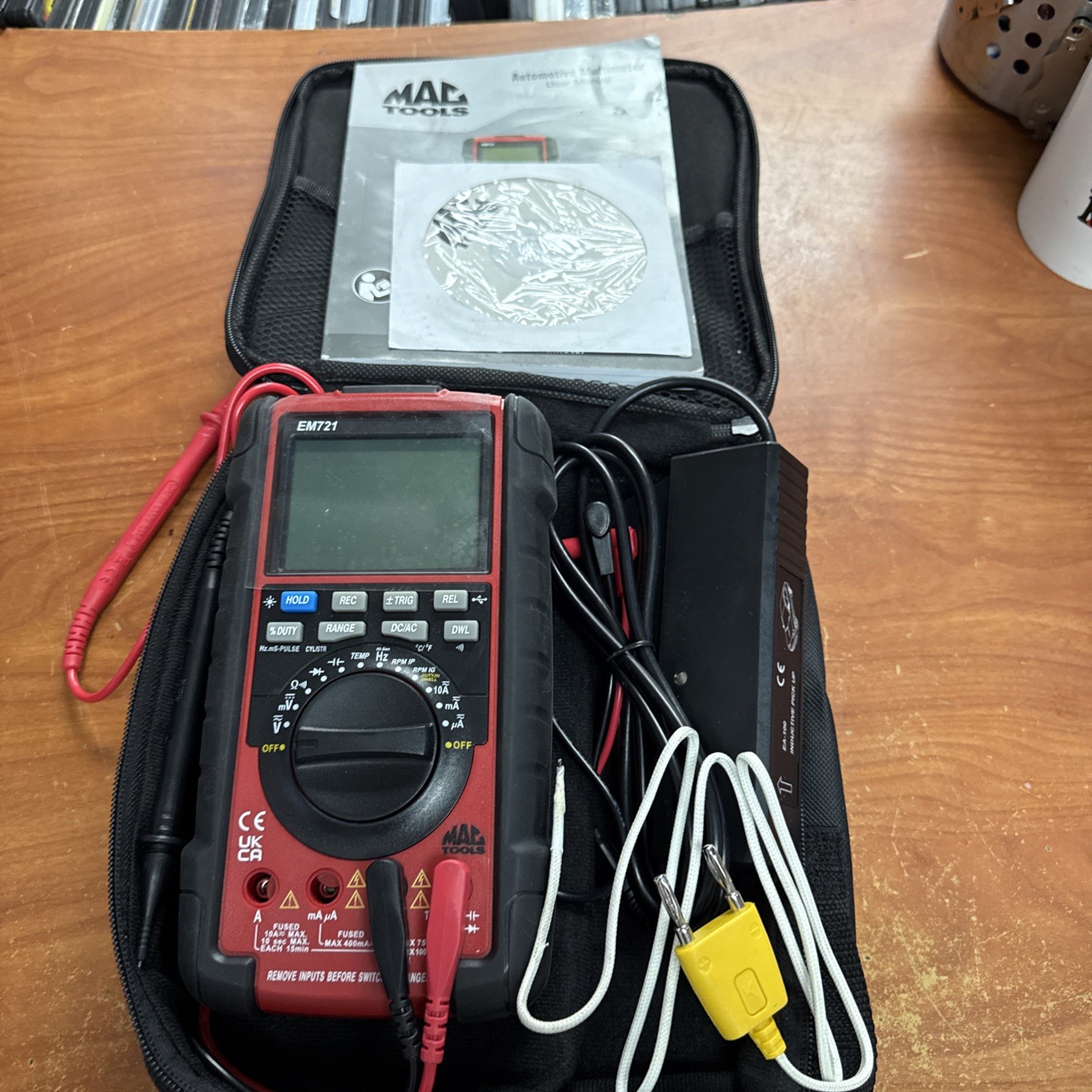 Mac Tools EM721 Digital Multimeter W/Original Case, Leads-AC/DC Prop