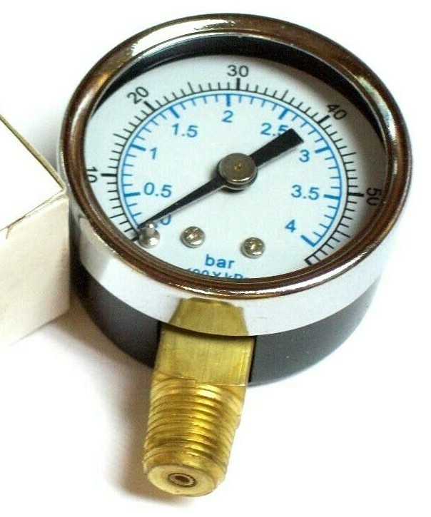 Gauge 1-1/2″ Face Steel Case 0-60 PSI/KPA/BAR 1/8″ NPT Brass Lower Dry 676er23