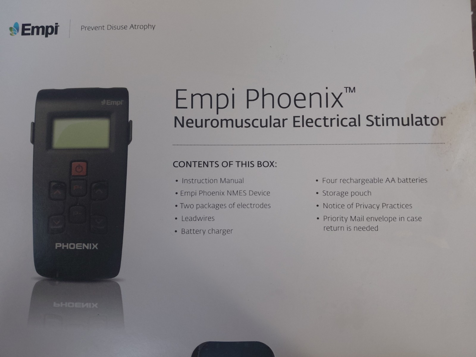 Empi Phoenix TENS NMES Unit Complete Kit Open Box Neuromuscular Stimulator