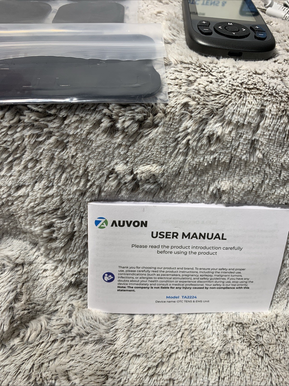 Auvon OTC TENS & EMS Unit 40-Hour Battery Model TA2224 Rechargeable 12 TENS Pads