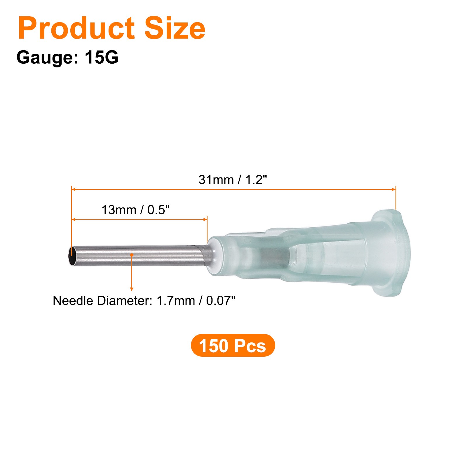 150Pcs 0.5″ 15G Blunt Tip Dispensing Needles Liquid Dispenser Dark Green