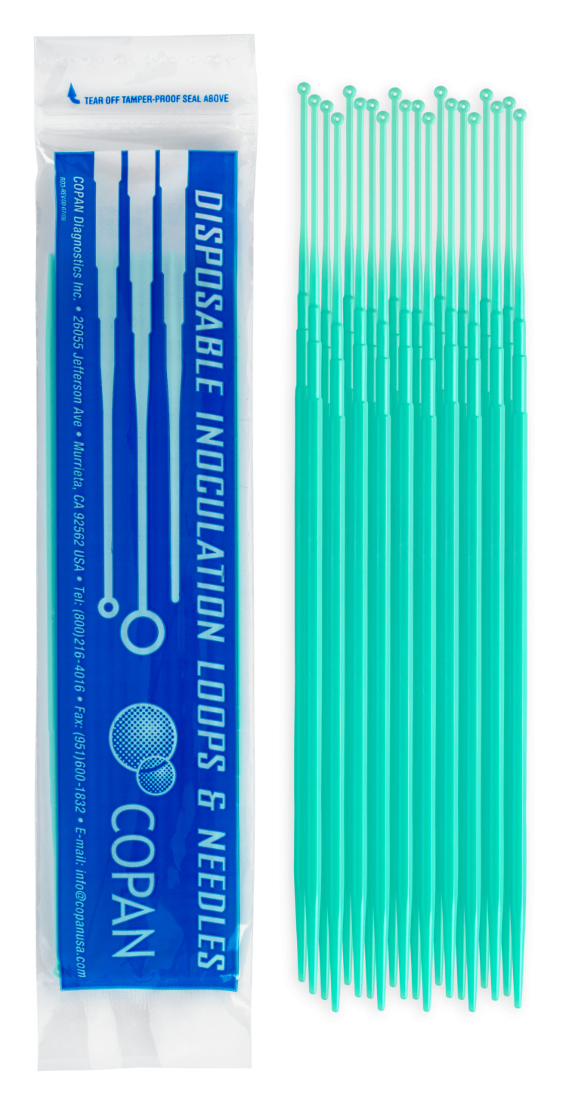 COPAN COP-S1 Disposable Inoculation Loops & Needles 10 Packs of 25 Light Green
