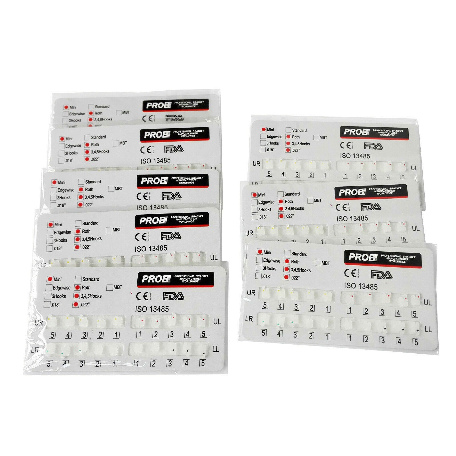 PROB Orthodontic Dental Bracket Ceramic Braces Standard/Mini Roth/MBT 022 3/345H