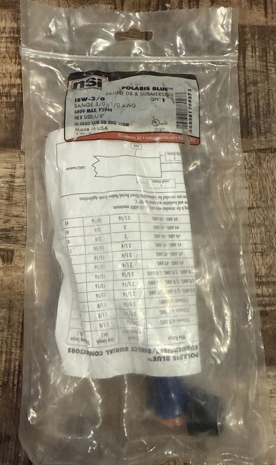 NSI Industries, Polaris Blue, IN-LINE Direct Burial & Submersible ISW-3/0 New