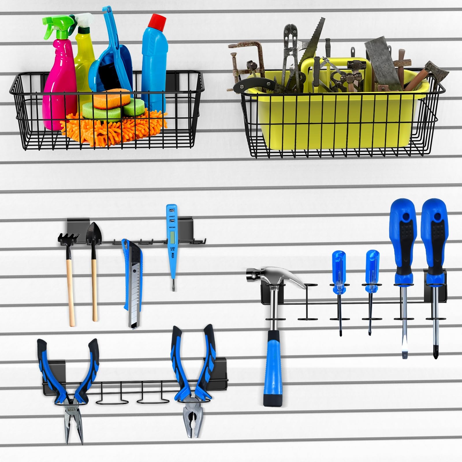 28 Pieces Slatwall Accessories Organizer Kit with Slatwall Hooks, Slatwall Bi