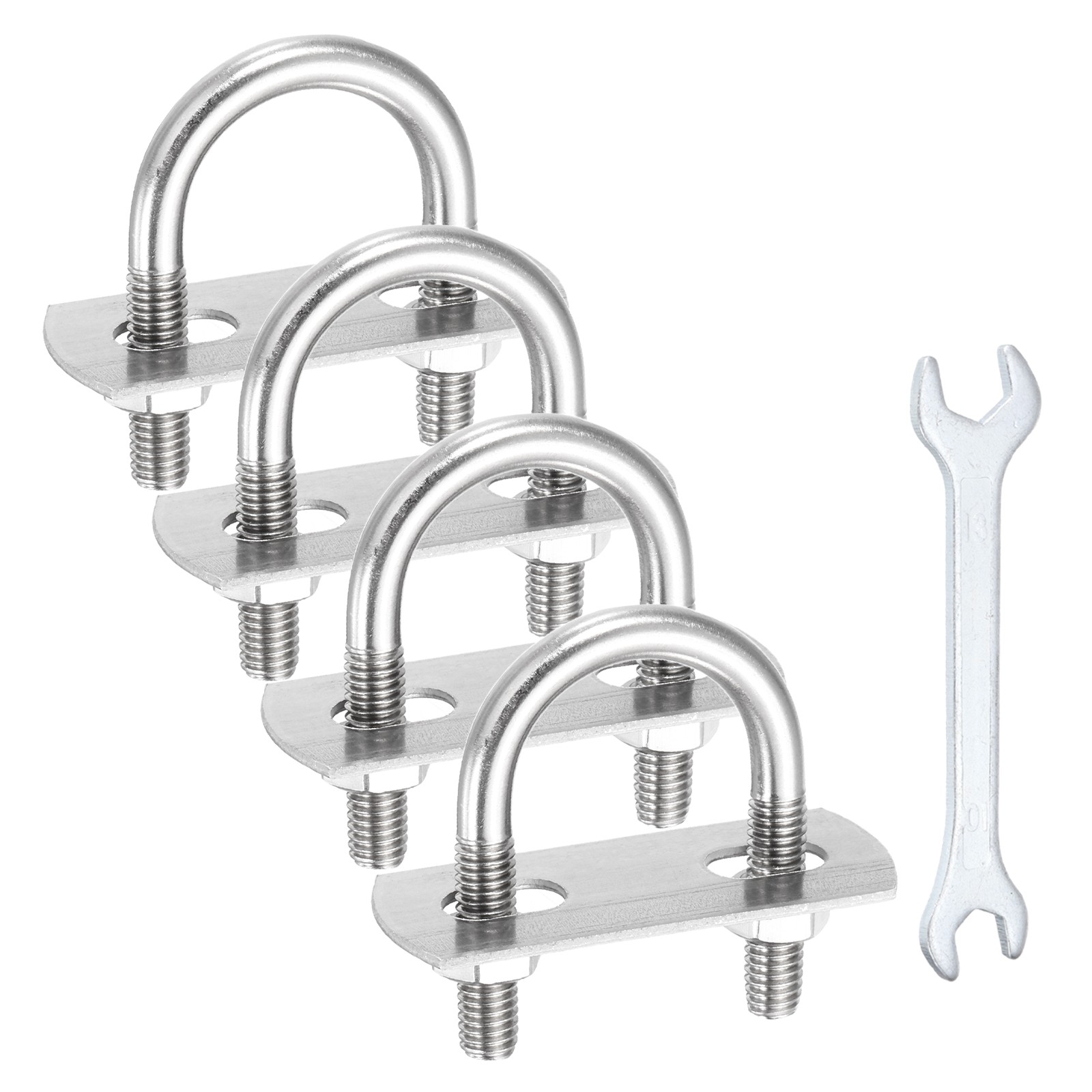 4Pcs M6 U-Bolts, Stainless Steel 0.94In(24mm) Inner Width 1.65In(42mm) Long