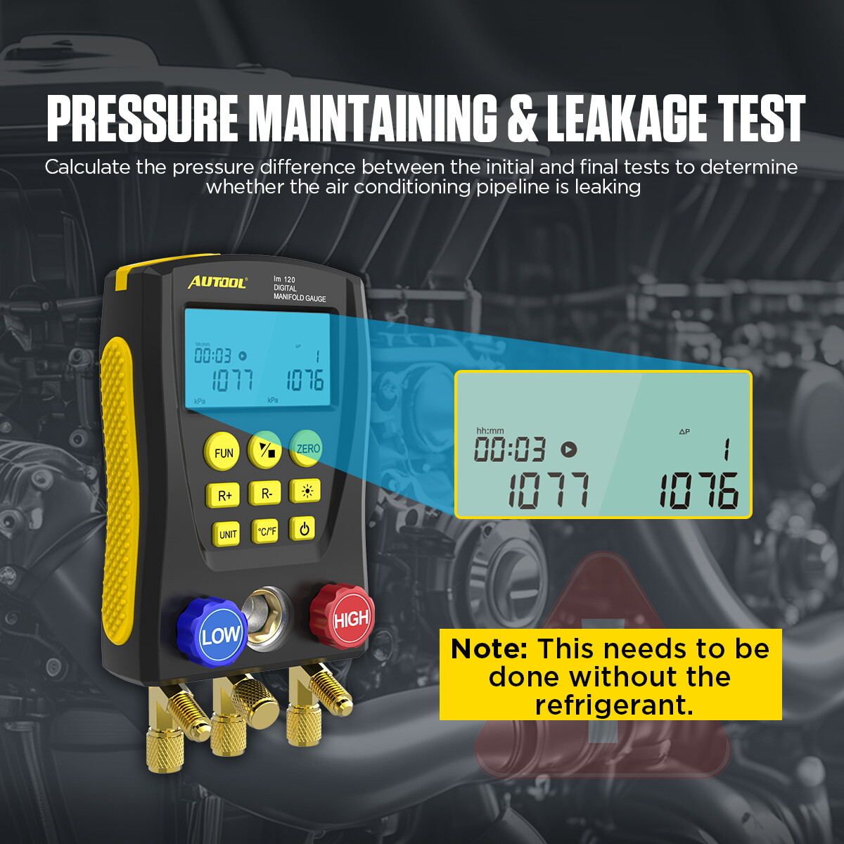 Refrigeration Digital Manifold Gauge Set HVAC System Vacuum Pressure Temp Tester