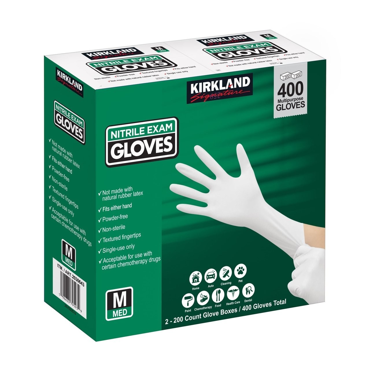 Kirkland Signature Nitrile Exam Gloves 400 Count Disposable Multipurpose Gloves