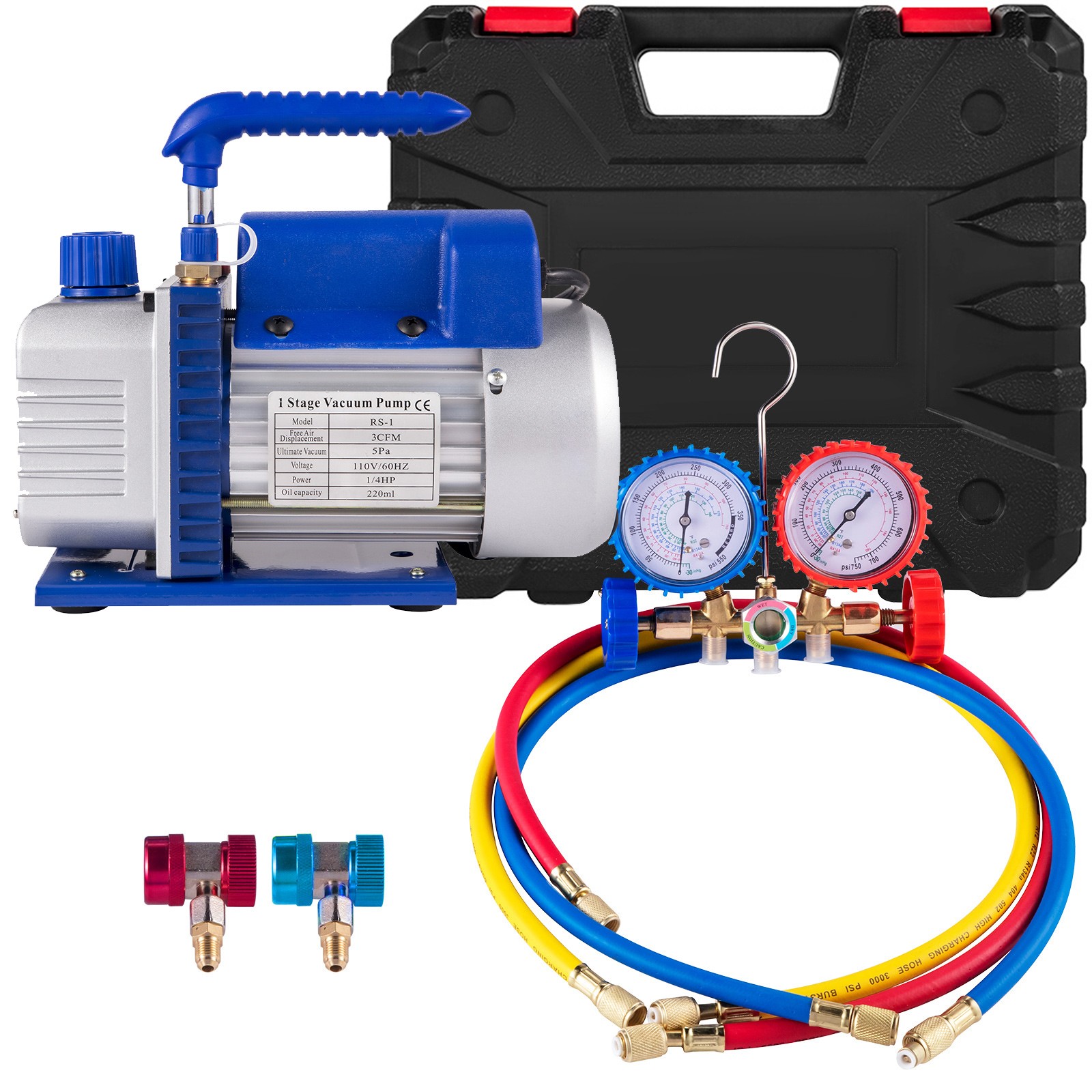 Uimoso 3 CFM Vacuum Pump and HVAC Manifold Gauge Set for AC Refrigeration