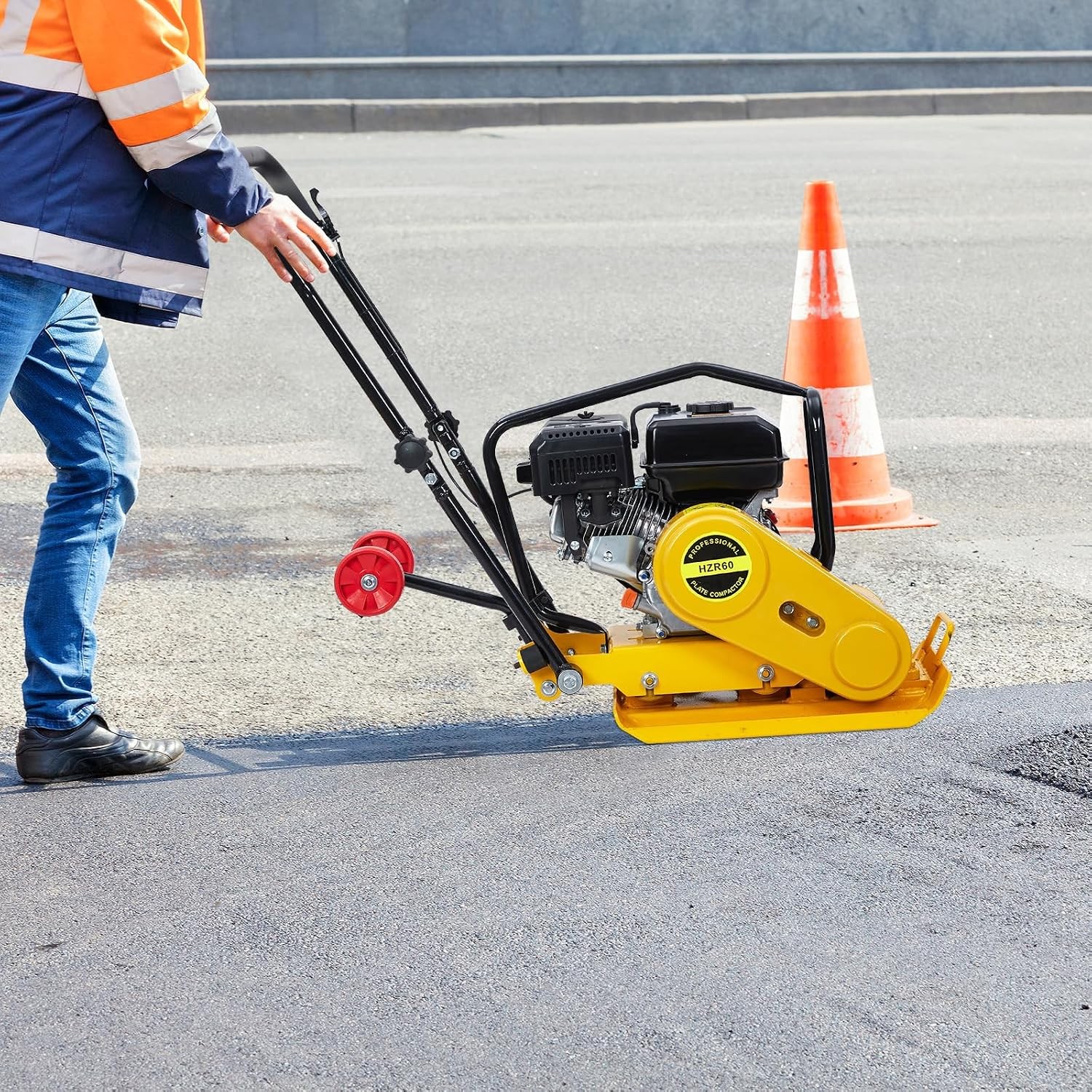Plate Compactor Rammer Dirt Soil Asphalt Tamper 7HP 212CC Gas Jump Jack Tamper