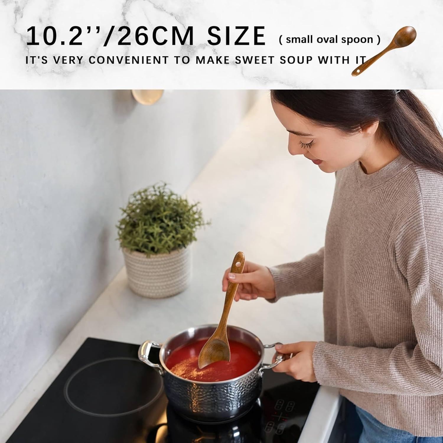 10 Pack Acacia Wooden Cooking Utensils Nonstick Safe Spoons & Spatulas Set