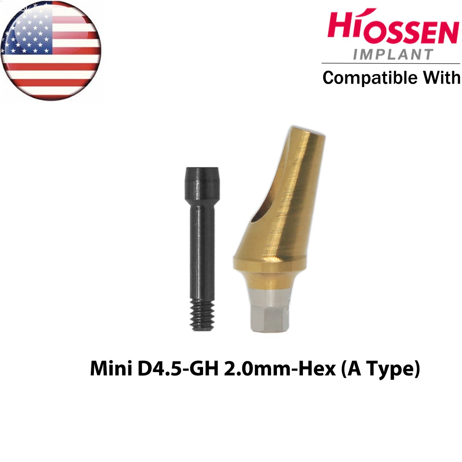 US Dental 17° Angled Anatomic Abutment Mini Regular Ø4.5/5.0mm Fit Hiossen Oss