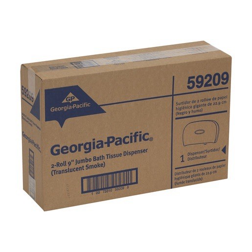 Georgia Pacific 2-Roll 9″ Jumbo Bath Tissue Toilet Paper Dispenser 59209 Gray