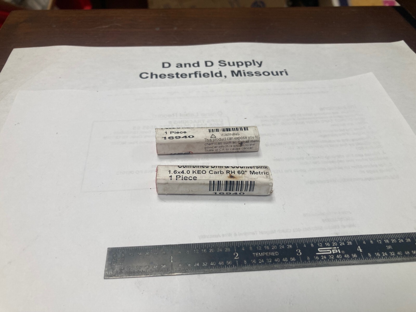 KEO 16940, 60°, 4.0mm Body, Carbide, Combined Drill & Countersink, 38 mm OAL