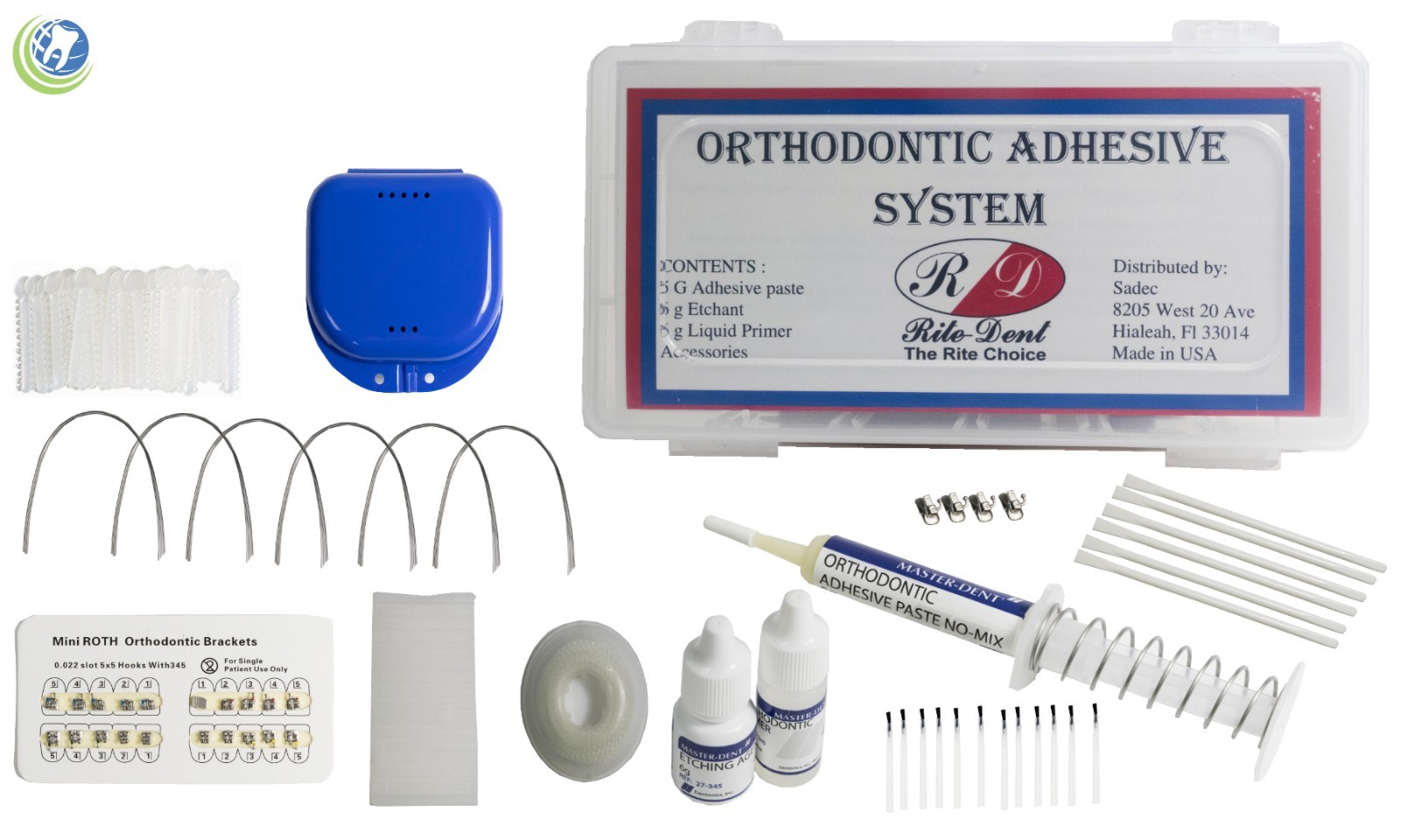 Dental Orthodontic Braces Complete Set-up Kit Bonding Brackets Niti Archwires