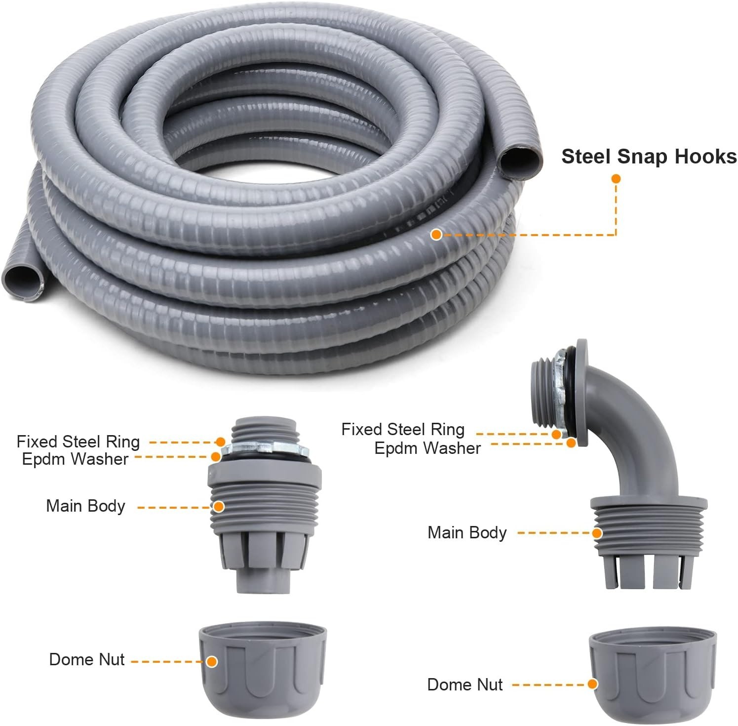 Liquid-Tight Conduit Kit 100ft 1/2inch Copper Metal PVC