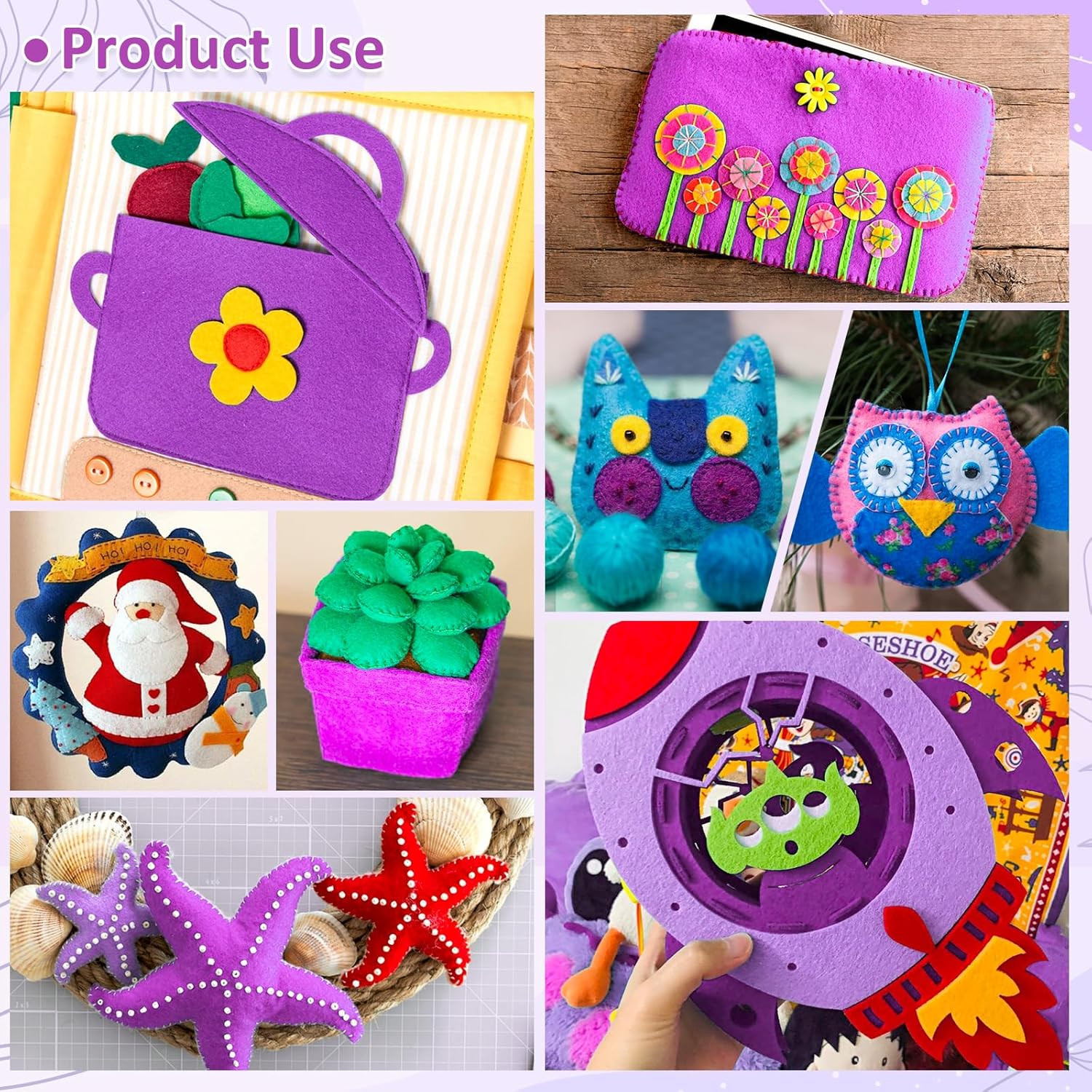 13 Rolls 8″X35″ 1.4Mm Thick Soft Felt Fabric Sheet 13 Assorted Purple Series Col