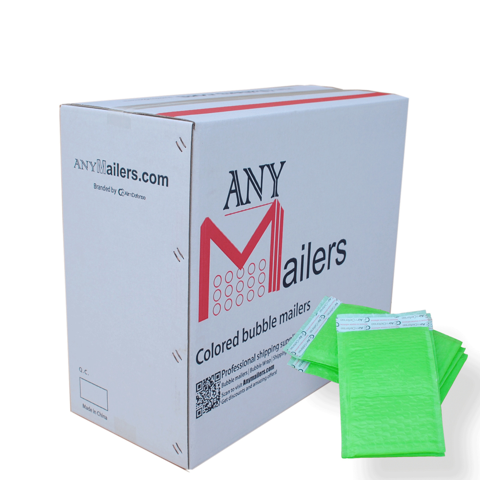 AirnDefense 250 #0 6.5X10″ Green Poly Bubble Mailers Shipping Padded Envelope