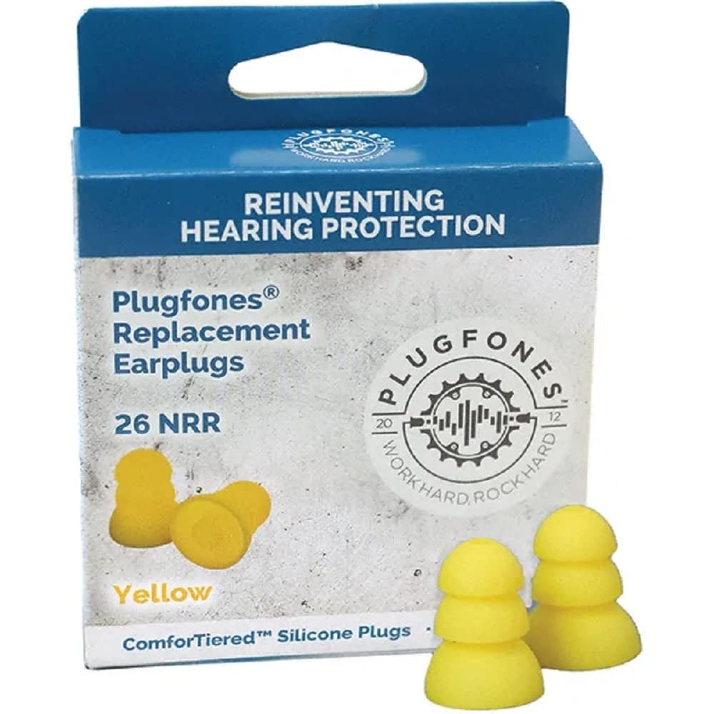 Plugfones Replacement Earplugs – 27 dB NRR Certified ComfortTiered Silicone Tip