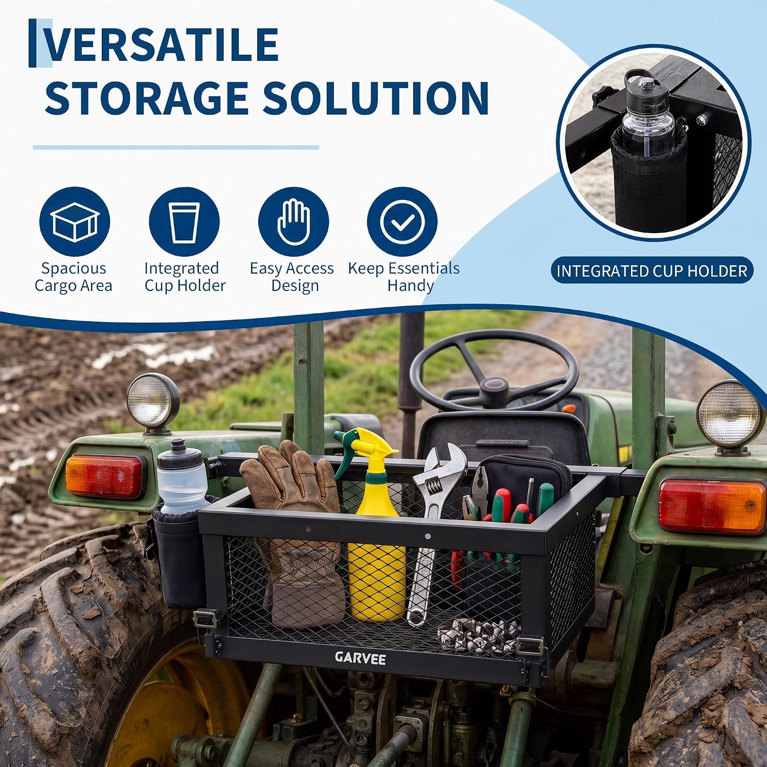 Heavy Duty Tractor Tool Box, Tractor Basket Toolbox Suitable for Most Tractors