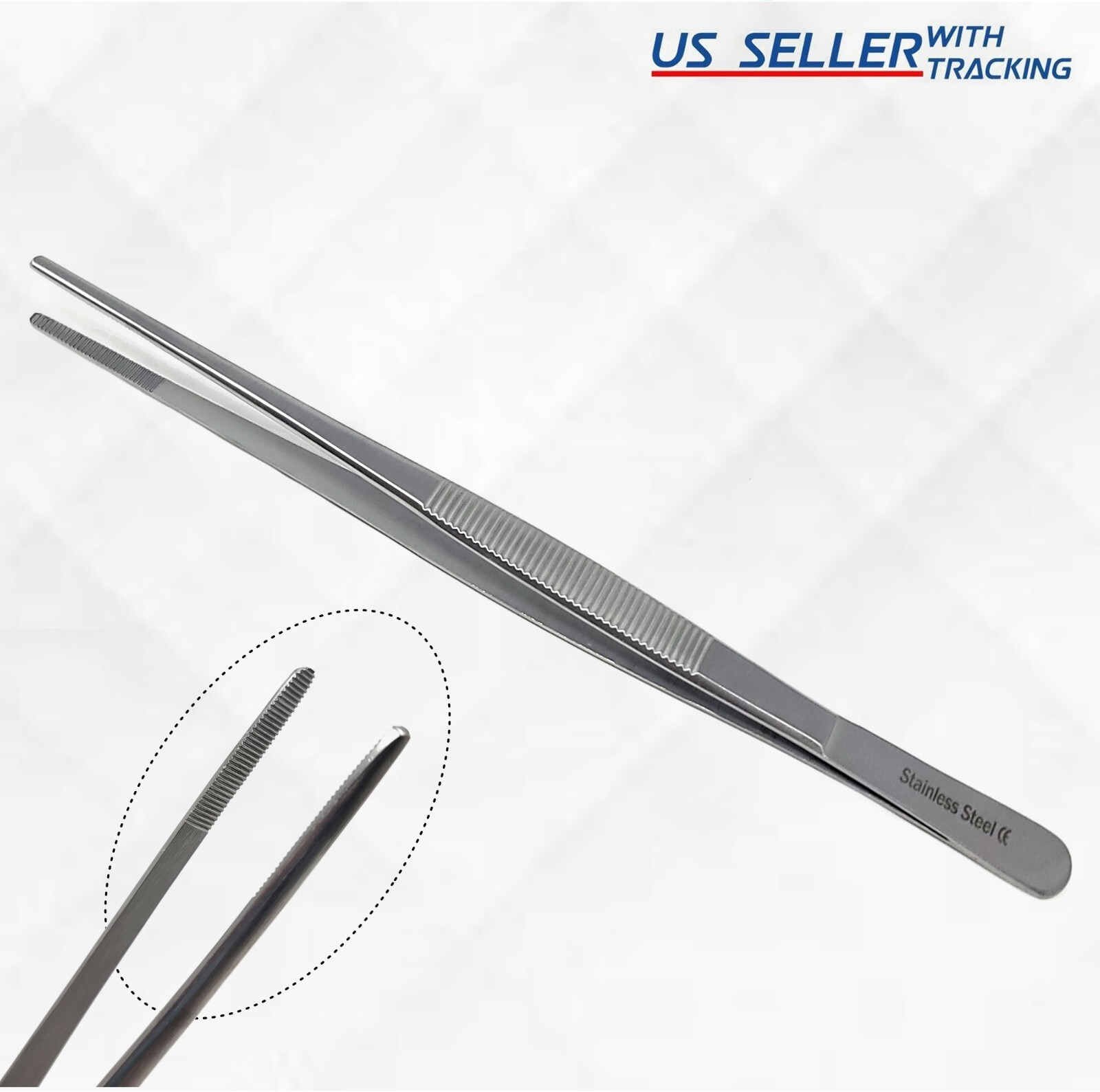 Handy 8″ Extra-Long Tweezers Instruments Thumb Forceps Stainless German Grade
