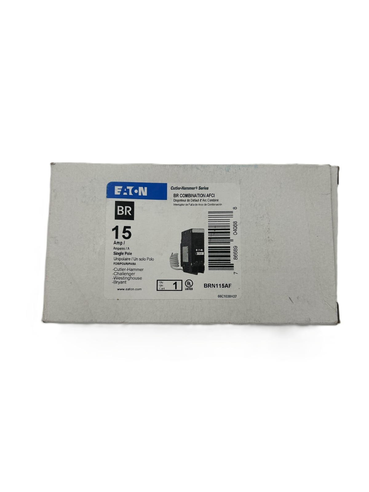 New Eaton BRN115AF Combination AFCI Circuit Breaker 15A 1-Pole 120VAC