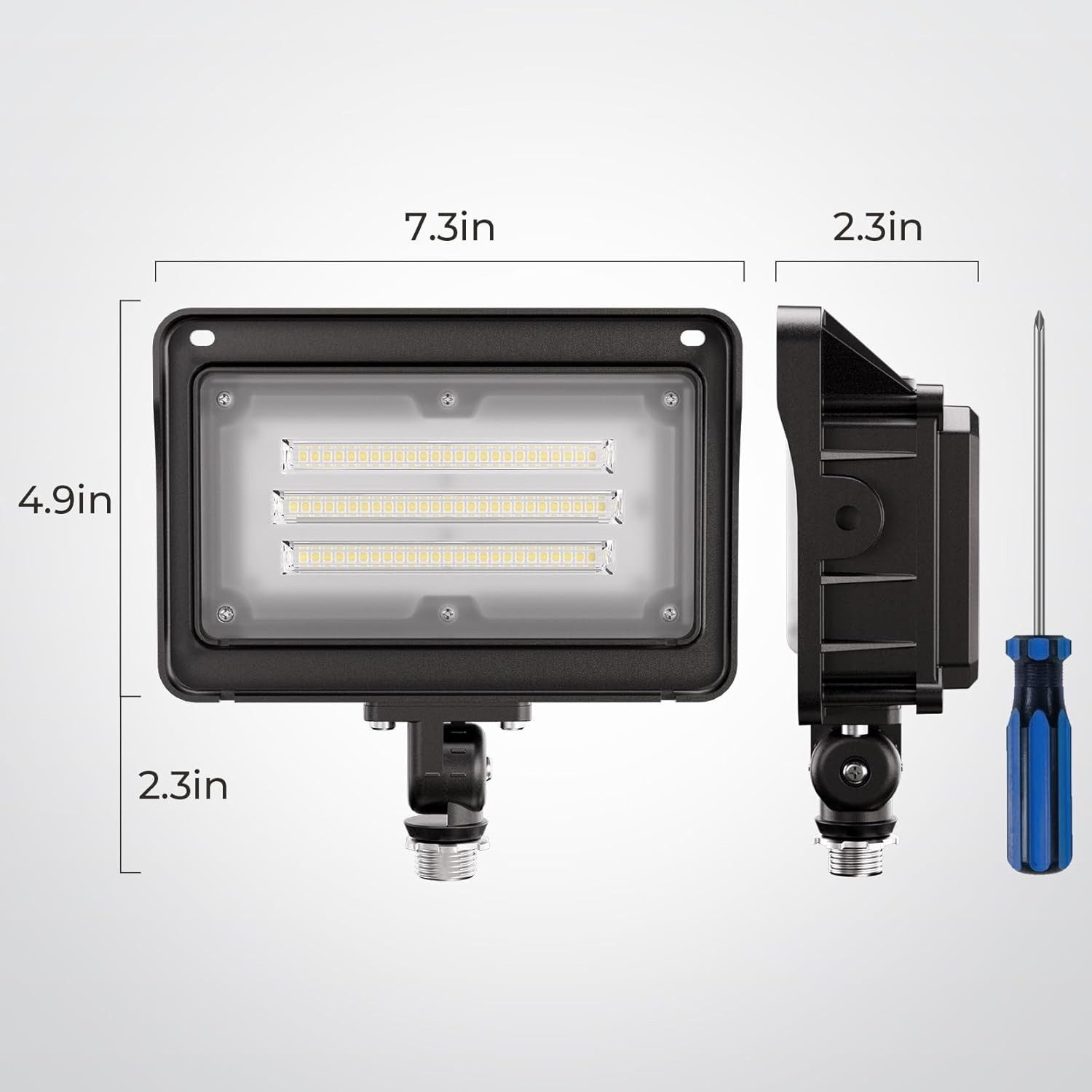 2-Pack 50W LED Flood Light for outdoor, IP65 Dim 5000K with 1/2″ NPT Knuckle
