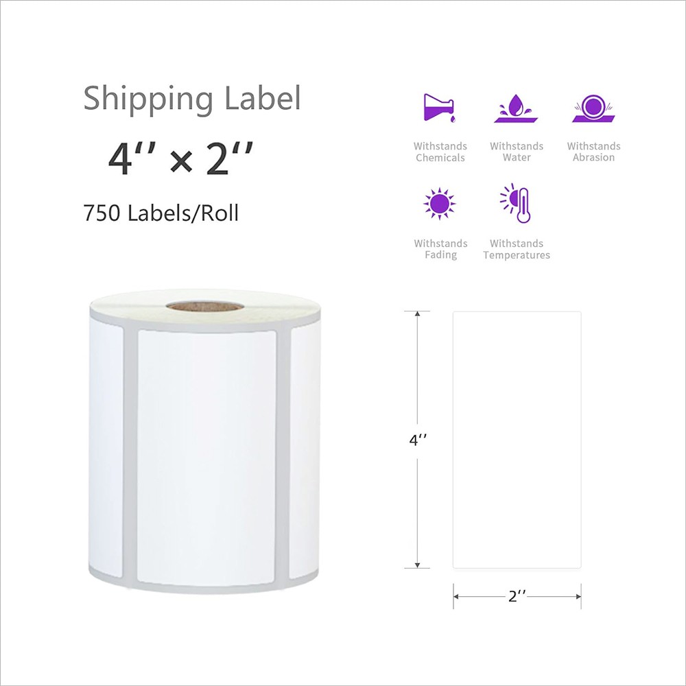 4″ x 2″ Direct Thermal White Adhesive Labels 1″ Core For Zebra Rollo Printer US