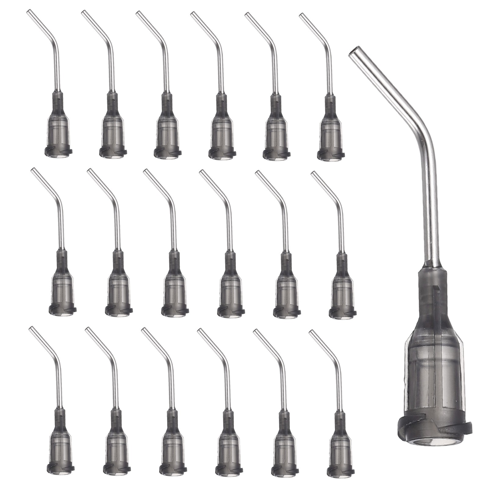 66Pcs 1Inch 16Ga 45° Angled Dispensing Needles, Gray