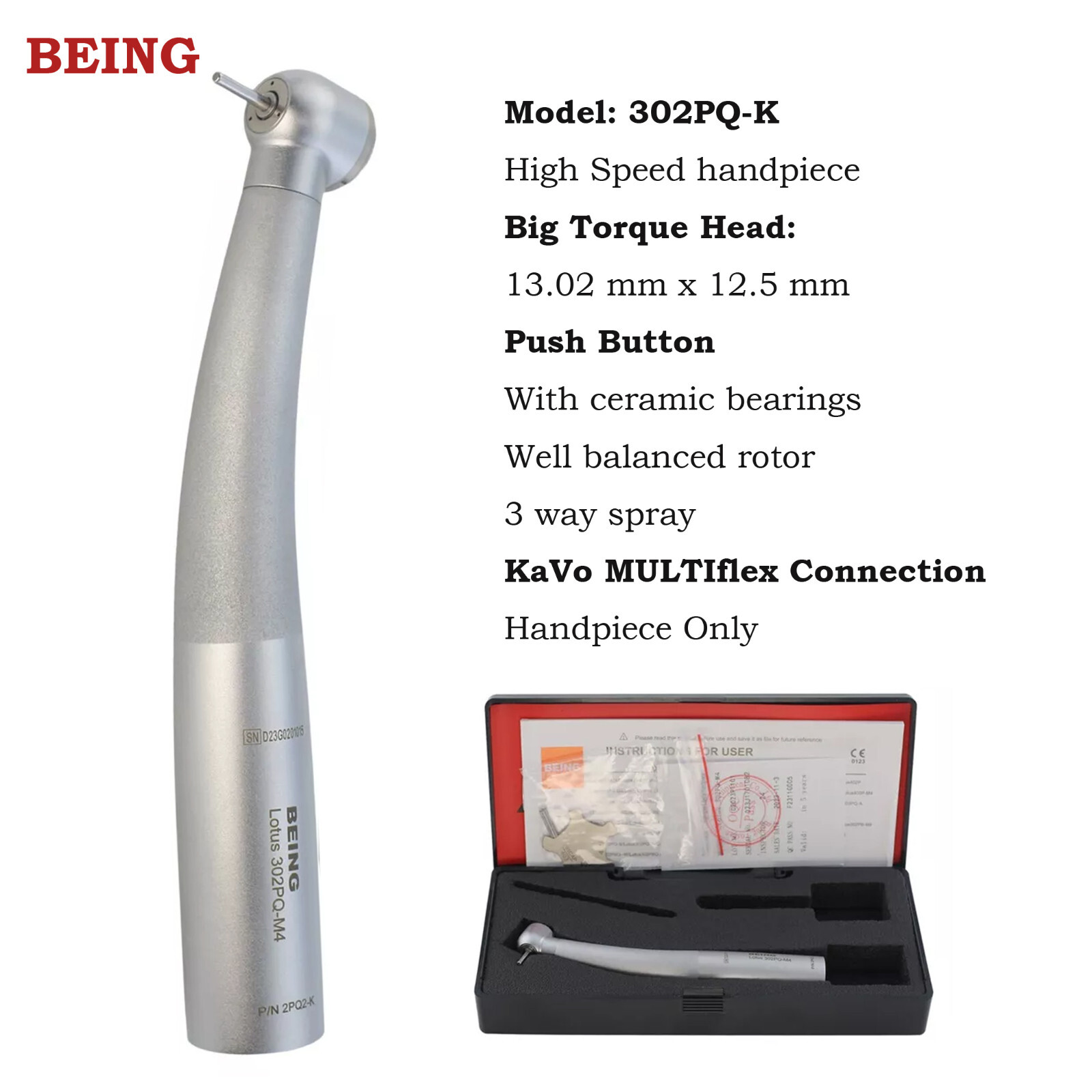 BEING Dental High Speed Turbine 45 degree Surgical Handpiece KaVo NSK Coupler
