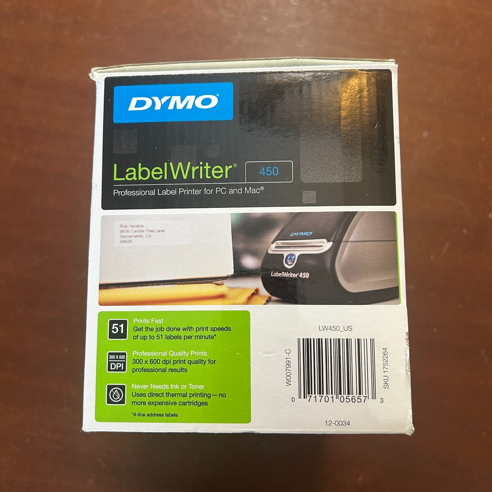 Dymo LabelWriter 450 Direct Thermal Label Printer w/ AC Adapter & Roll Brand New