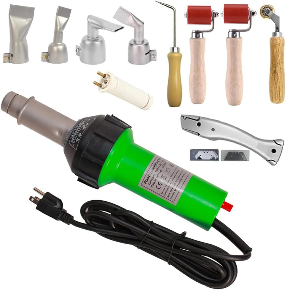 1600W Hot Air Plastic Welder Gun Plastic Repair Welder Kit, PVC Vinyl Rod Weldin