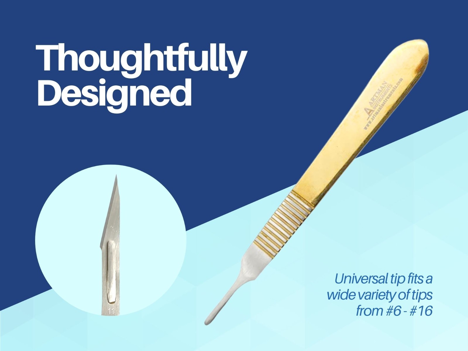 Artman Instruments Gold-Plated Scalpel Handle #3 with Inches Scale