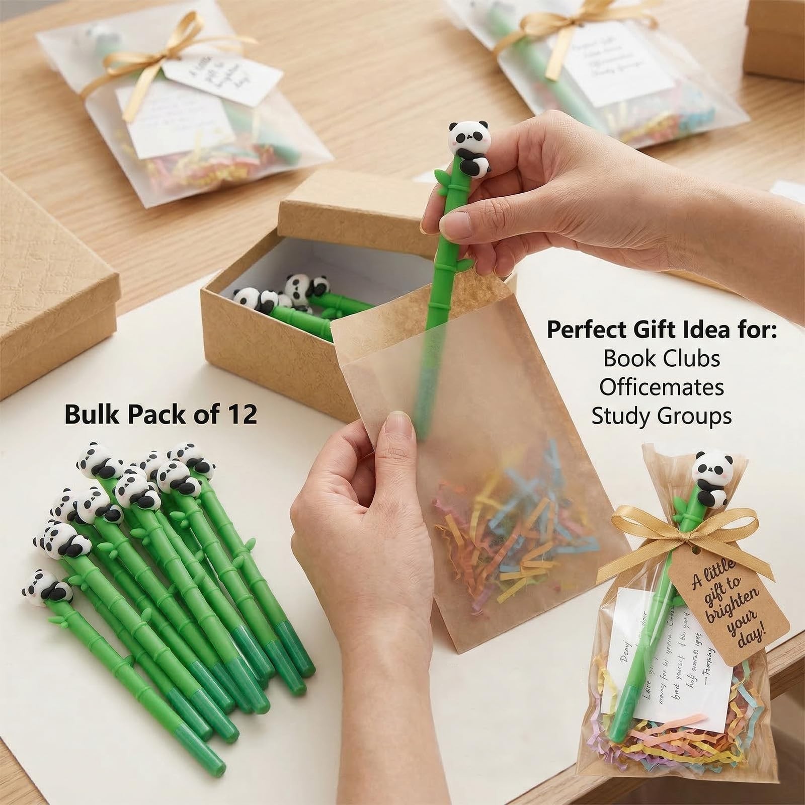 Baowindy 12 PCS Panda Pens, Adorable Cartoon 1 Count (Pack of 12), Green