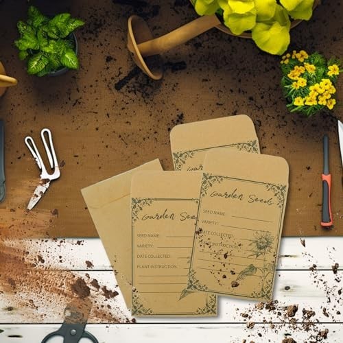 100 Pcs Seed Storage Envelopes 4.72 x 3.15 Inch Kraft Paper Seed Saving Bags