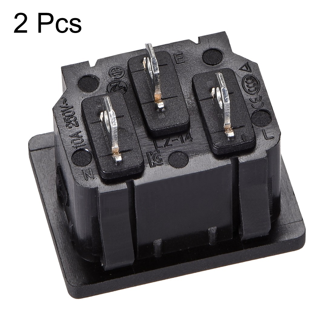 2 x C14 Panel Mount Plug Adapter AC 250V 10A 3 Pins IEC Inlet Power Connector