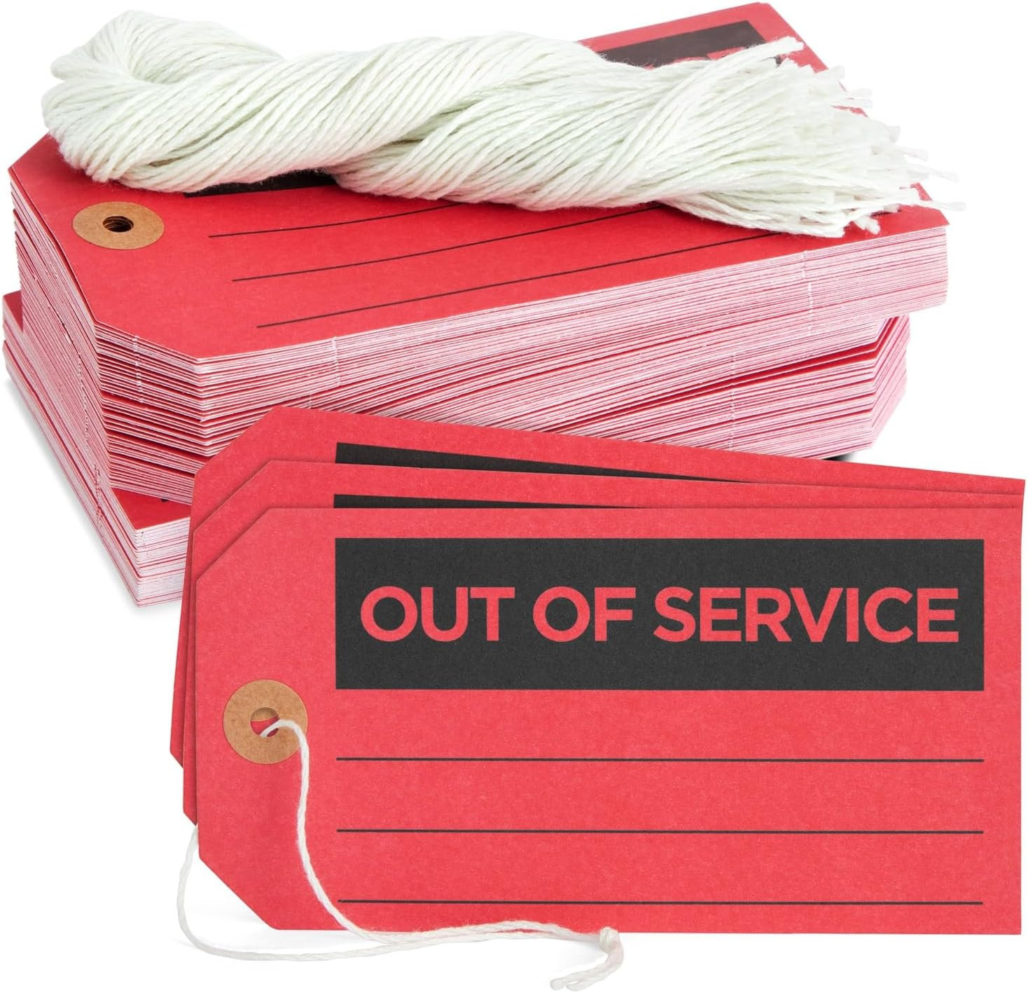 Red Tags with String – 5.75 X 3 In, 100 Pack – Red Equipment Repair & Inspection