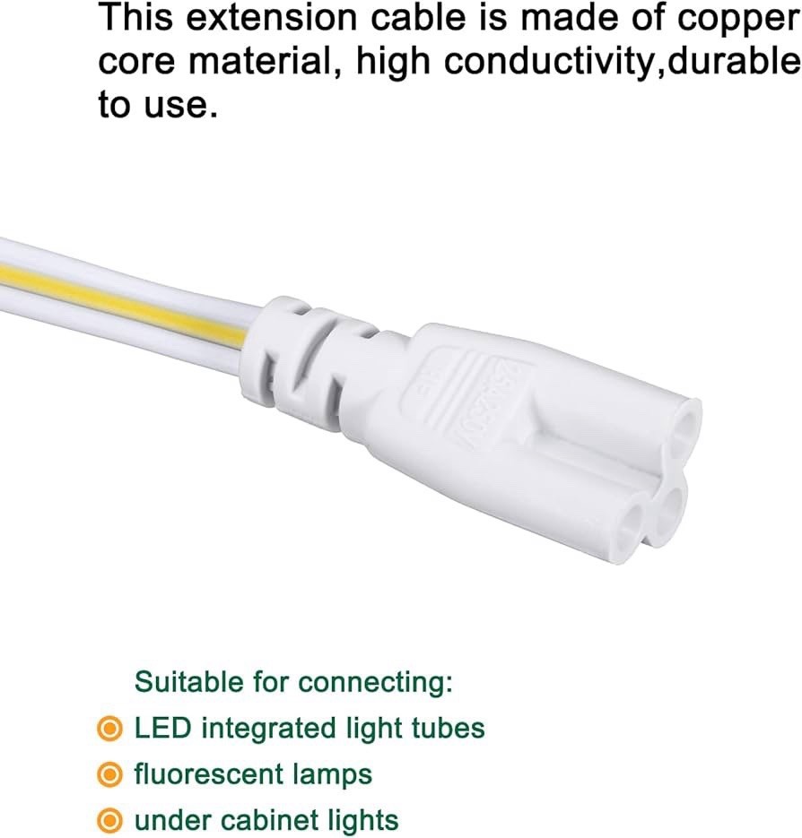 T5 T8 LED Tube Connector Cable 100CM, Female to Female Extension Wire Cord