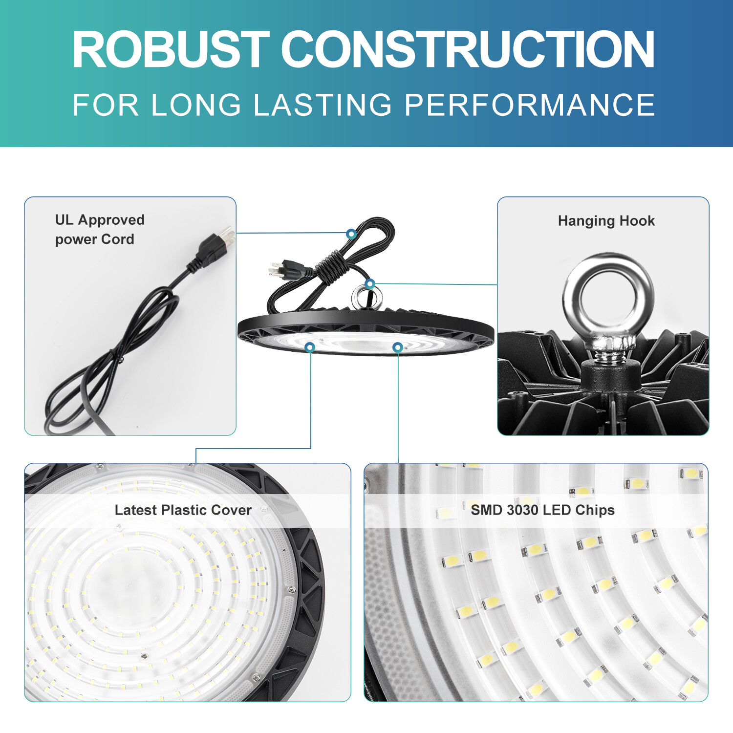 20 Pack 100W UFO LED High Bay Light Commercial Industrial Factory Shop Lights