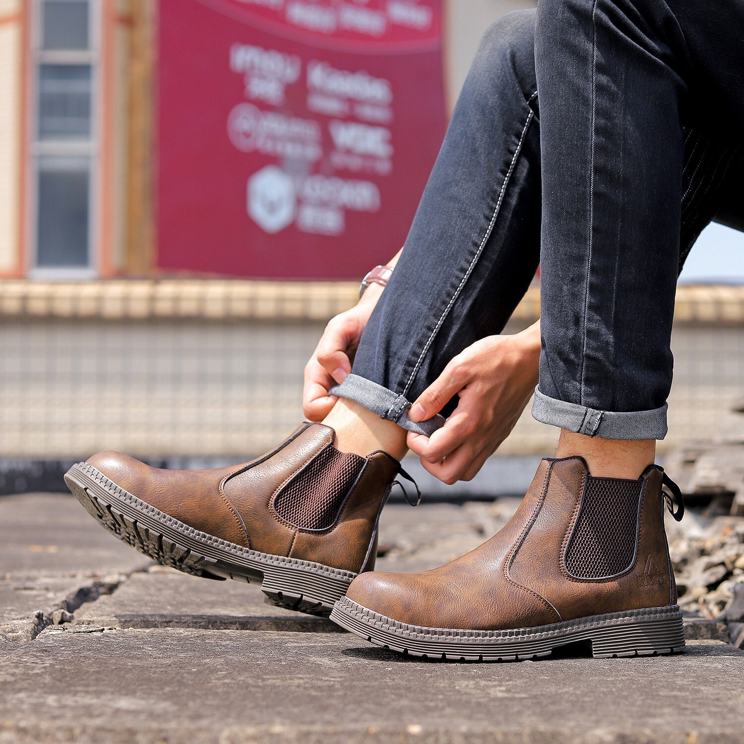 Men Work Safety Shoes Steel Toe Puncture-Proof Protective Shoes Anti-smash