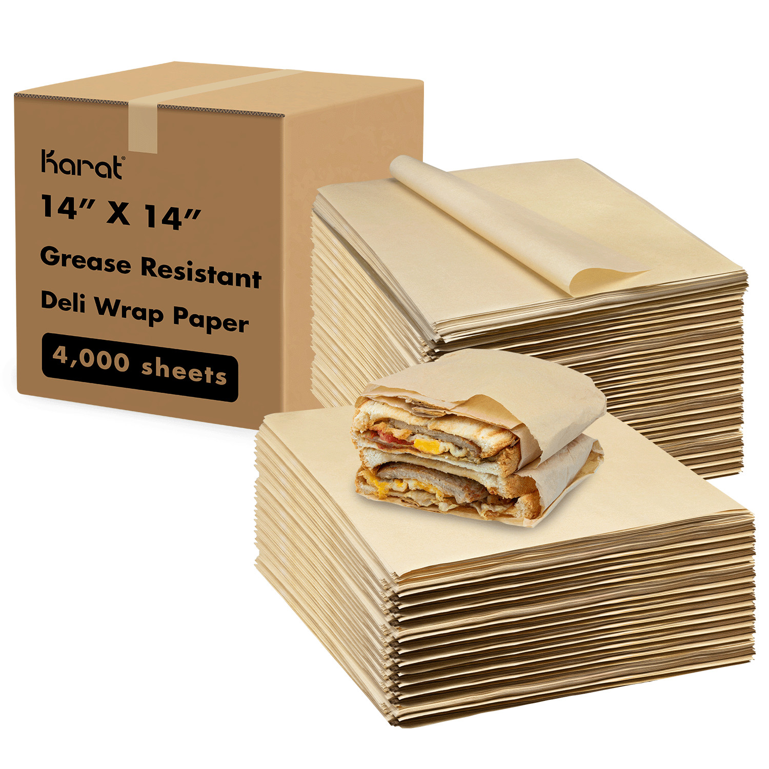 Karat 14″ x 14″ Deli Wrap / Paper Liner Sheets – Kraft – 4,000 pcs, FW-DPS420