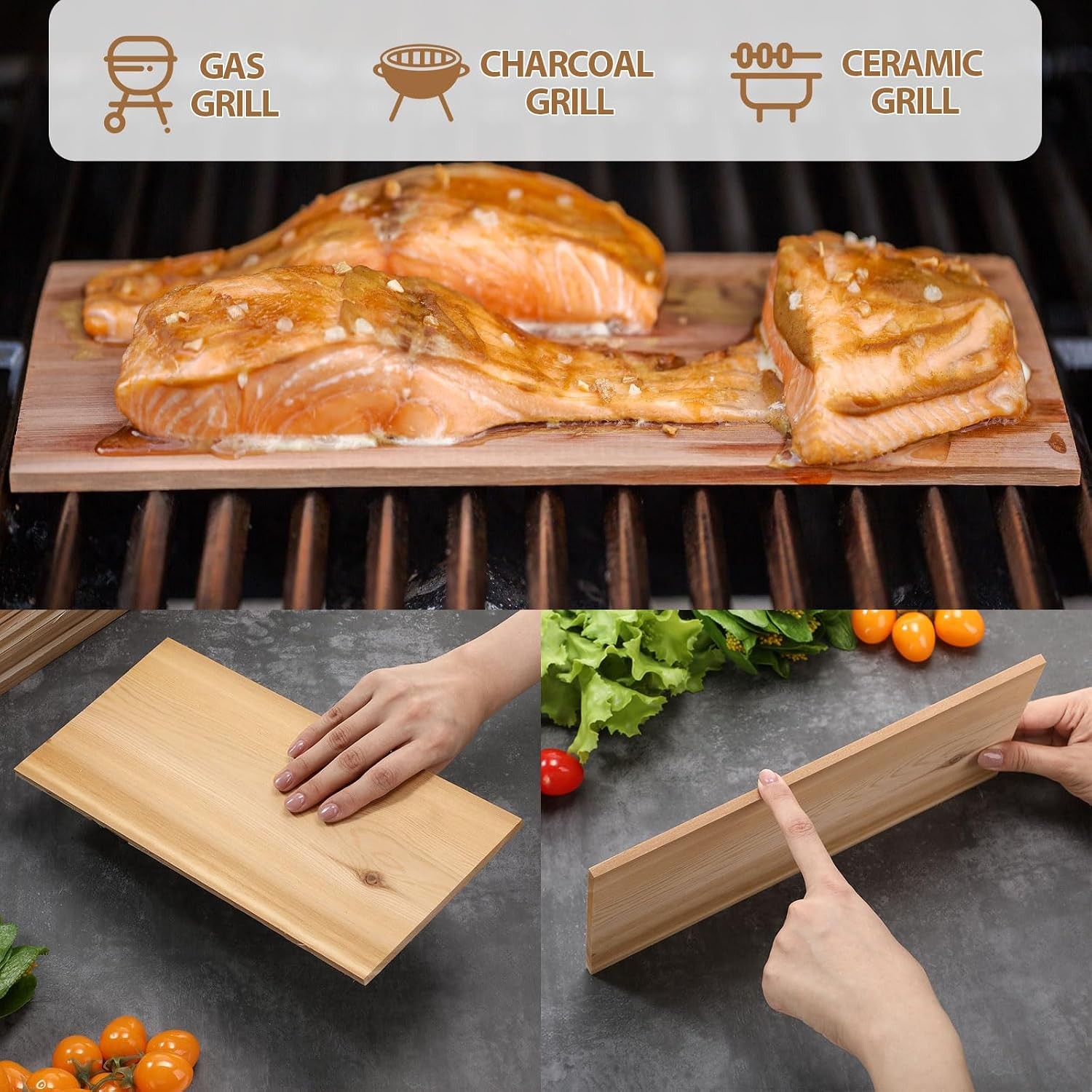 36 Pack Cedar Planks for Grilling Salmon Fish Meat, 6mm/0.24in Thick Natural W