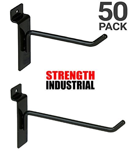50 New Slatwall Hooks Bundle 4″ & 6″ -25 Each- Black
